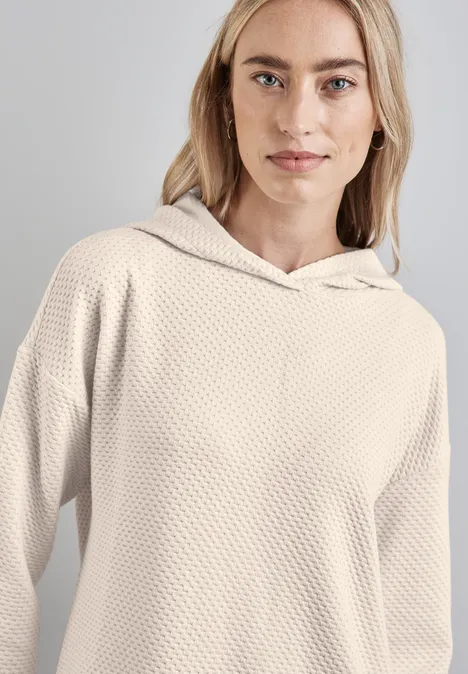 Strukturshirt mit Kapuze smooth sand beige