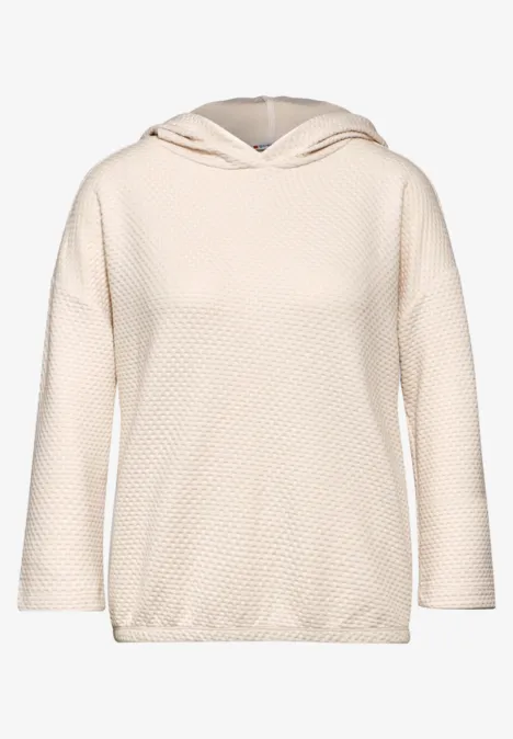 Strukturshirt mit Kapuze smooth sand beige