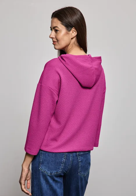 Strukturshirt mit Kapuze royal fuchsia