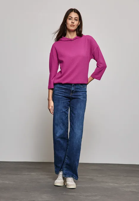 Strukturshirt mit Kapuze royal fuchsia