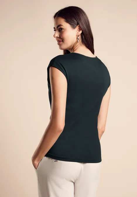 T-Shirt mit Herzausschnitt hunter green