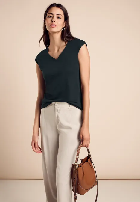 T-Shirt mit Herzausschnitt hunter green