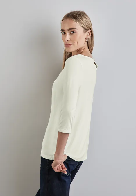 Materialmix-Shirt off white