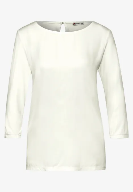 Materialmix-Shirt off white