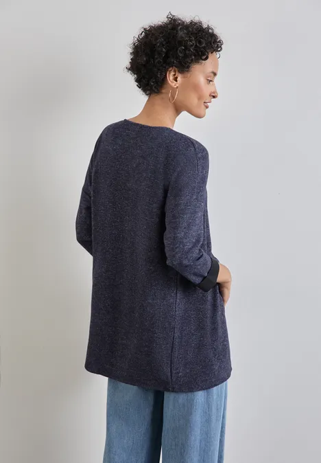 Langer Cardigan night sky blue mel.