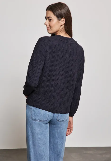 Strukturshirt mit Turtleneck night sky blue