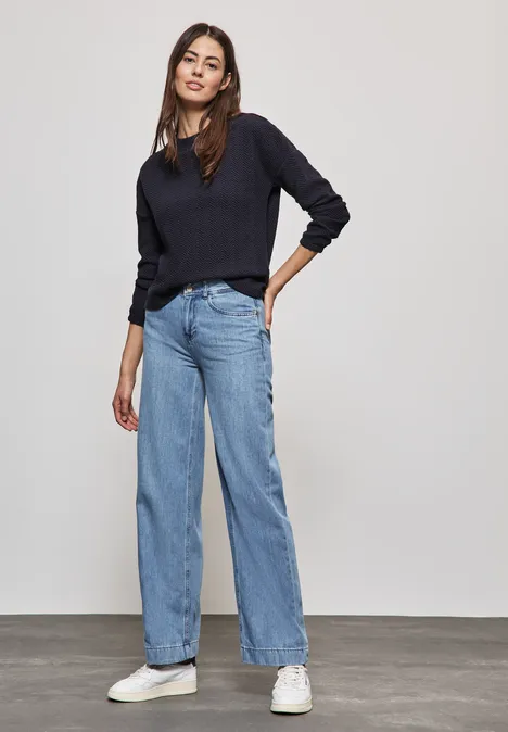 Strukturshirt mit Turtleneck night sky blue