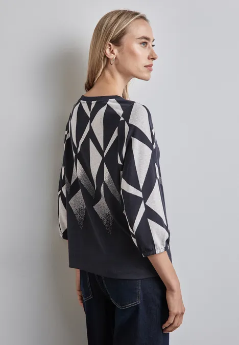 Jaquard-Shirt night sky blue