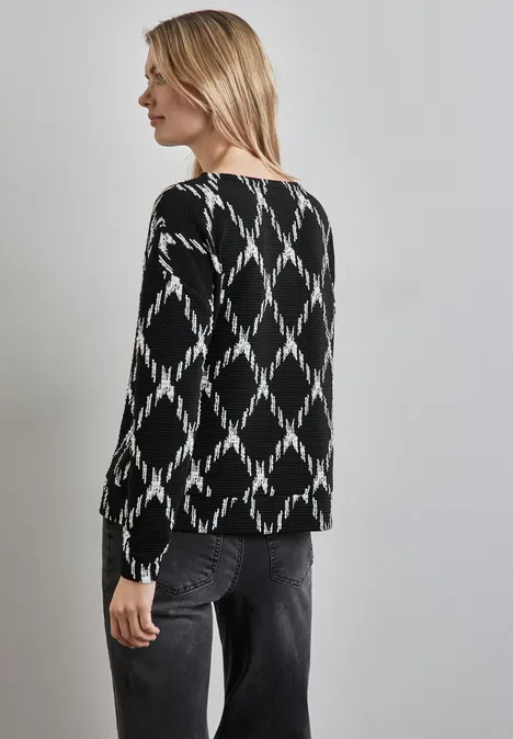 Strukturshirt mit Karomuster Black