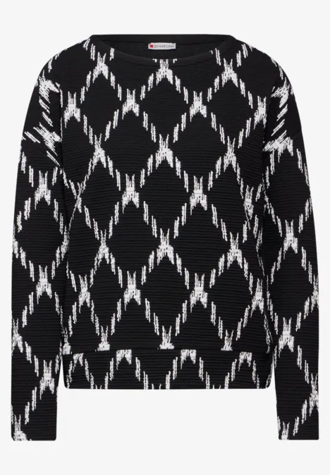 Strukturshirt mit Karomuster Black