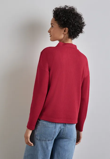 Strukturshirt mit Knöpfen autumn red