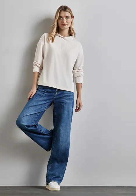 Kapuzenshirt mit Stickerei lucid white