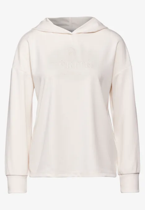 Kapuzenshirt mit Stickerei lucid white