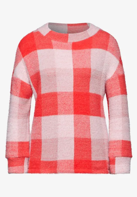 Kariertes Turtleneck Shirt mandarin red