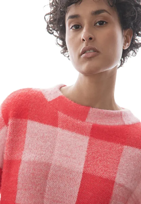 Kariertes Turtleneck Shirt mandarin red