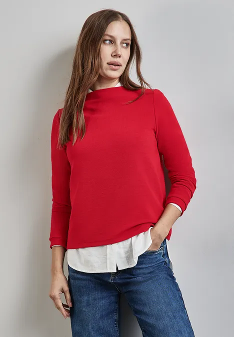 Turtleneck Struktur-Shirt autumn red