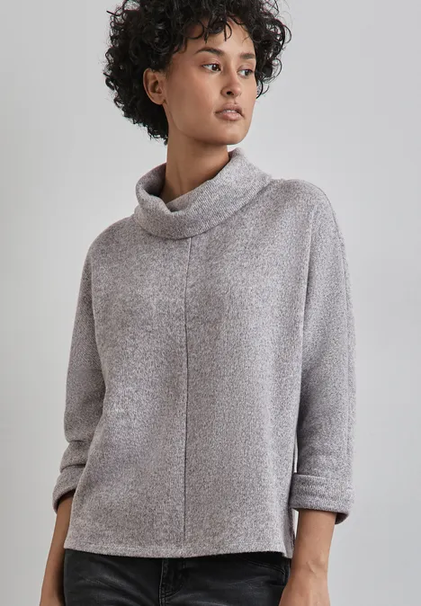 Strick-Look Shirt mit Kragen heather grey mel.