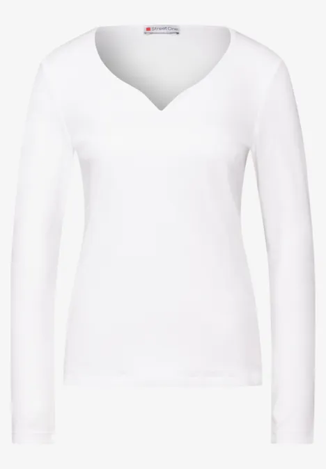 Shirt met hartvormige halslijn off white