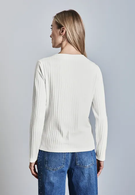 Langarmshirt mit Knopfdetail off white