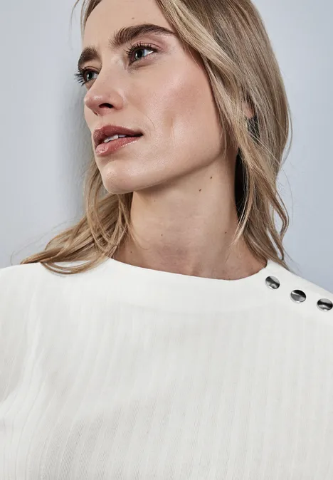Langarmshirt mit Knopfdetail off white