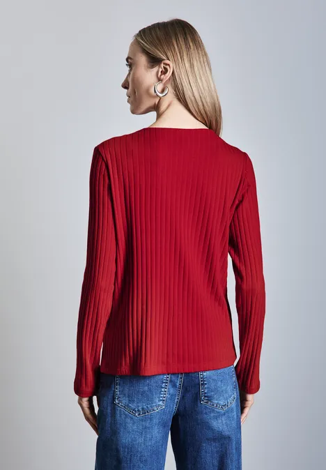 Langarmshirt mit Knopfdetail autumn red