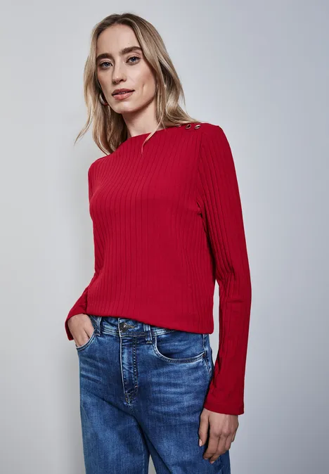 Langarmshirt mit Knopfdetail autumn red
