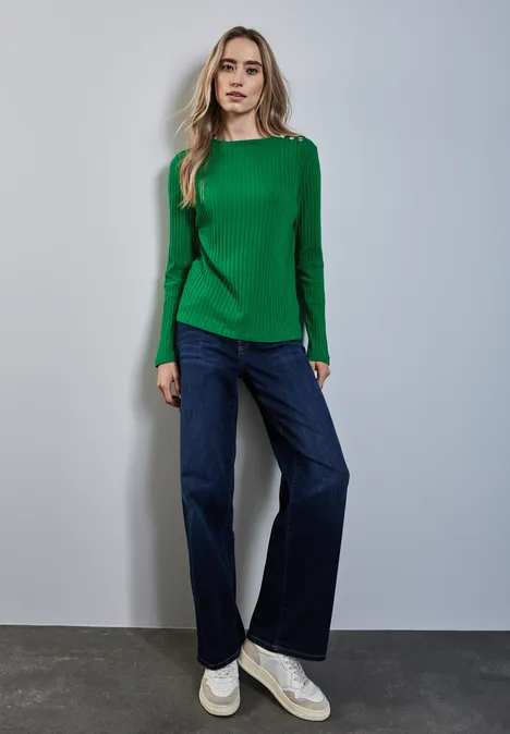 Langarmshirt mit Knopfdetail vibrant green