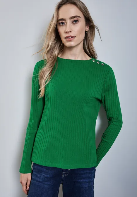 Langarmshirt mit Knopfdetail vibrant green