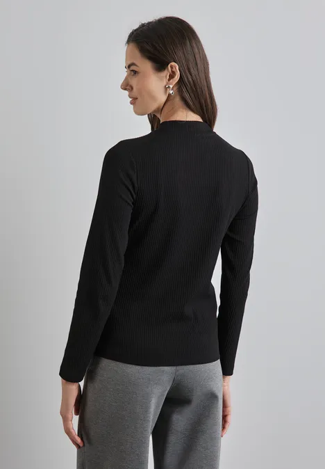 Shirt mit Rippstruktur Black