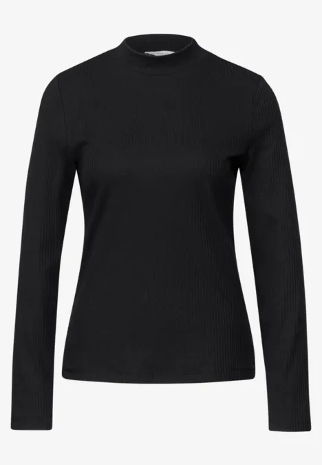 Shirt mit Rippstruktur Black