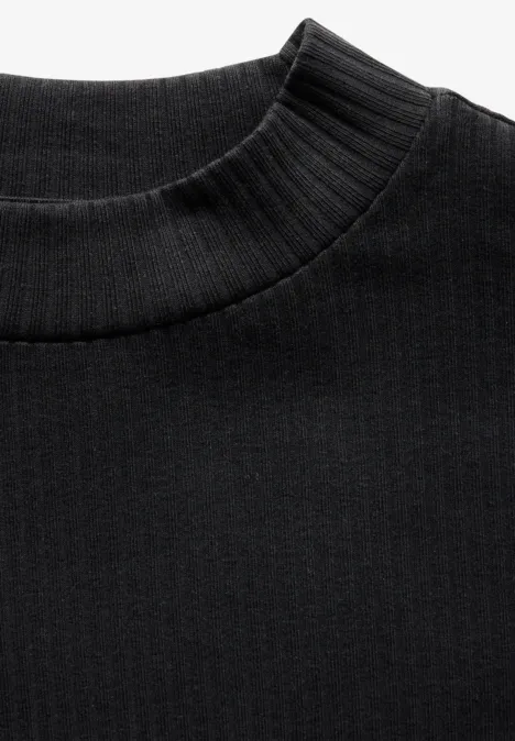 Shirt mit Rippstruktur Black