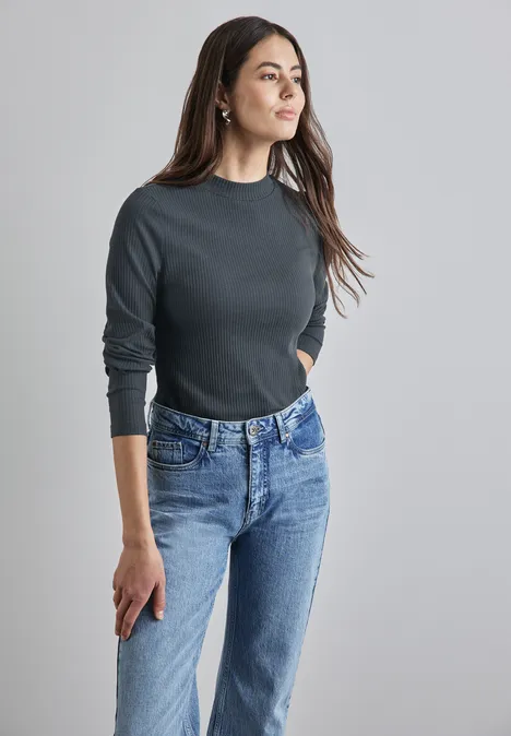 Shirt mit Rippstruktur cool vintage green