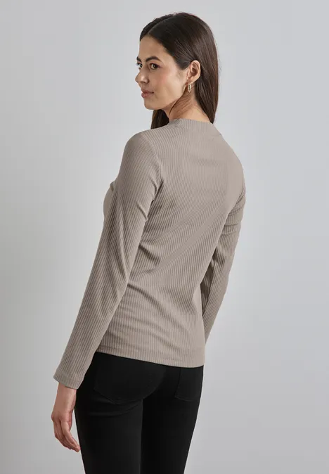 Shirt mit Rippstruktur breezy beige
