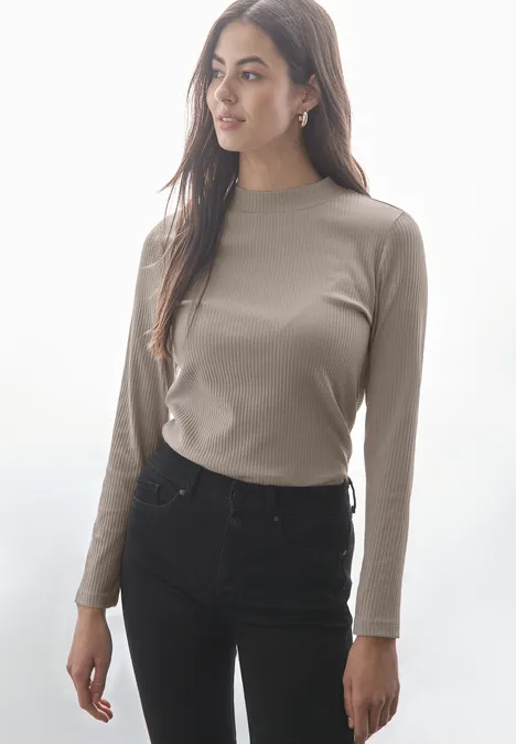 Shirt mit Rippstruktur breezy beige