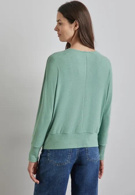 Shirt mit V-Ausschnitt sunlit green mel.