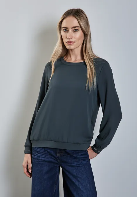 Materialmix-Shirt cool vintage green