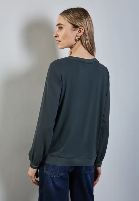 Materialmix-Shirt cool vintage green