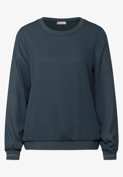 Materialmix-Shirt cool vintage green
