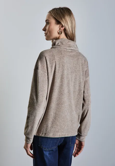 T-shirt à col châle breezy beige mel.