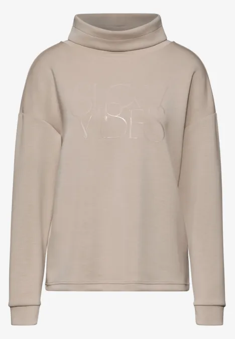 Silk-Look Shirt mit Wording breezy beige