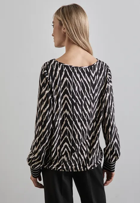 Materialmix-Shirt Black