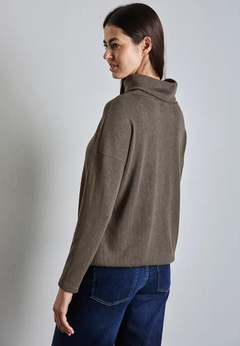 Strukturshirt muddy brown