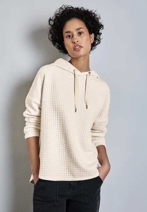 Strukturshirt mit Kapuze lucid white
