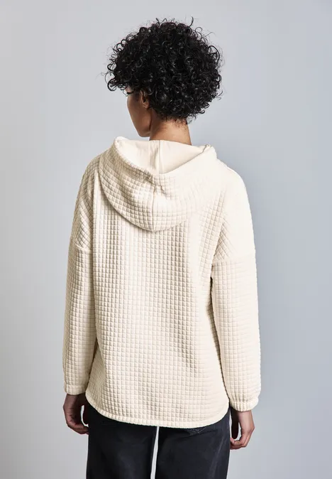 Strukturshirt mit Kapuze lucid white
