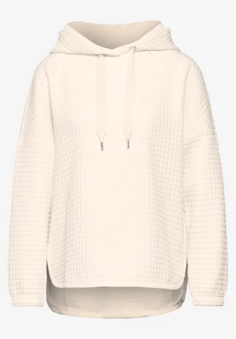 Strukturshirt mit Kapuze lucid white