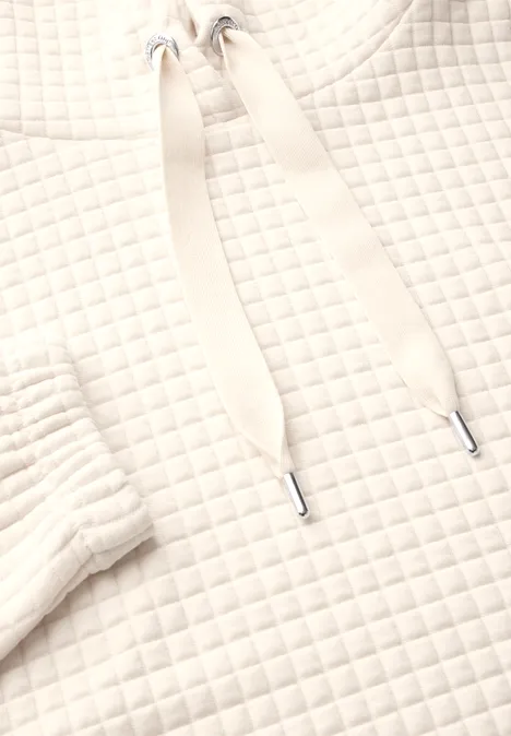 Strukturshirt mit Kapuze lucid white