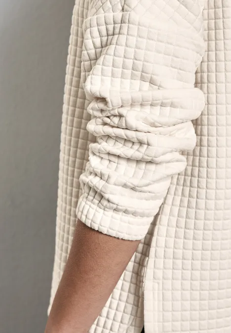 Strukturshirt mit Kapuze lucid white