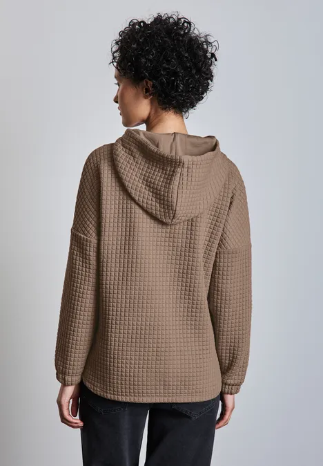 Strukturshirt mit Kapuze honey sand
