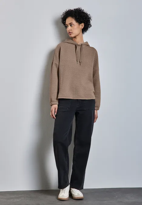 Strukturshirt mit Kapuze honey sand