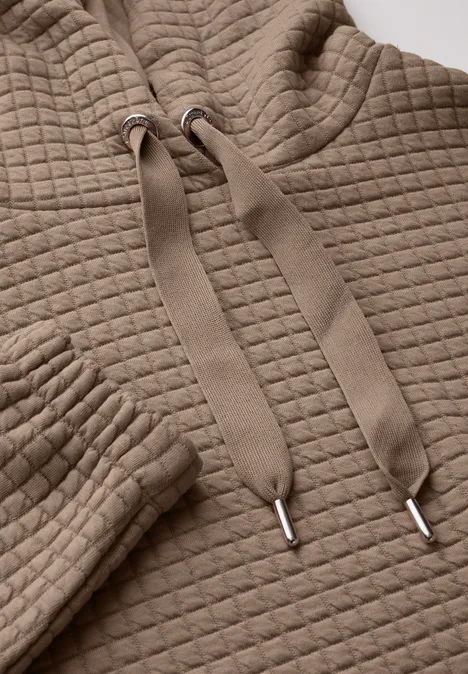 Strukturshirt mit Kapuze honey sand